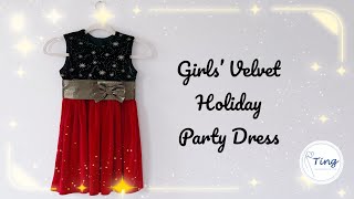 DIY Girls' Holiday Party Dress|【FREE PATTERN AVAILABLE】|Step-by-step tutorial| Christmas Gift|女童节日礼服