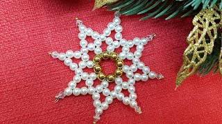 Beaded Snowflake/Pearl snowflake/СНЕЖИНКА из бусин/ СНЕЖИНКА своими руками/