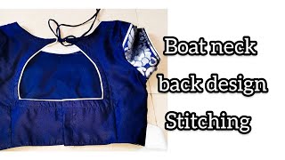 simple boat neck Back design stitching||boat neck blouse tutorial|| #boatneck #blousedesign