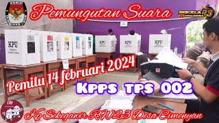 pemungutan suara pemilu 14 februari 2024//KPPS  TPS 002 kp sekegawir RW23 Desa Cimenyan Jabar.