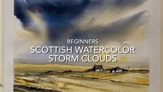 Beginners Watercolor STORMY SKY SCOTTISH Landscape, Loose Watercolour PAINTING Techniques Tutorial