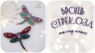 БРОШЬ СТРЕКОЗА мастер класс. Стрекоза из бисера. Embroidered brooch