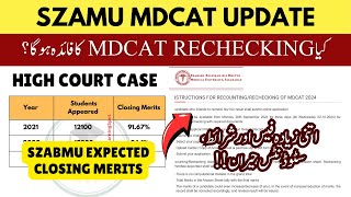 SZABMU MDCAT Update 2024 | MDCAT Apply for Rechecking | Expected Closing Merits FMDC High court case