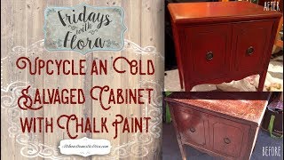 How To Chalk Paint an Old Cabinet Dresser and Distress Furniture with Wax, EP 18, Fridays with Flora