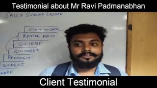 Client Testimonial About Mr Ravi Padmanabhan Workshop on Sales Success Ladder concept of Dr Maharaja