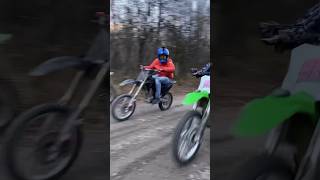 Crf150r Vs Klx300R Race Got INTENSE!😳🔥 #youtubeshorts #dirtbike #shorts #dirtbikesarecool