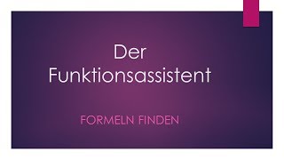 Funktionsassistent in Excel/Formeln finden