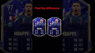 Find the difference Mbappe Fifa card