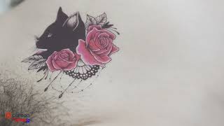 Temporary tattoo - black cat tattoo located in a beautiful location