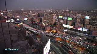 Cairo rush hour traffic from Hilton Ramses Hotel 6pm