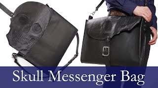 Skull Messenger Bag - Handmade leather bag made in Edmonton, Alberta