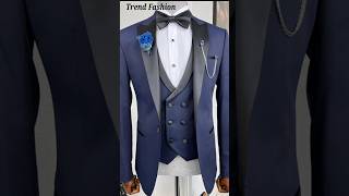 Navy Blue Self Patterned Suit For Men's #mensfashion #fashion