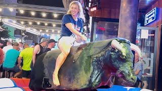 Mechanical bull riding August 1st 2024 in Benidorm Spain