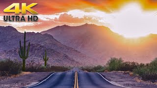 Arizona Desert Mountain Sunset Scenic Drive to Phoenix 4K - Tonto National Forest Sonoran Desert