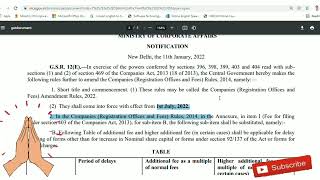 #MCA notification on #Additional fees levied on filings of #eform