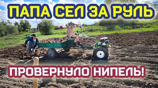 Возим навоз Aurora 1400 + OZKA 7.00-12. Папа сел за руль мотоблока: навоз и увезли тюк сена!