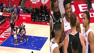 Blake Griffin Dunk Then Look At The Piston Bench Getting Spicy!!