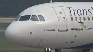 Close Up !!! TransNusa Airbus A320 Take off at Soekarno-Hatta International Airport