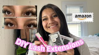 DIY LASH EXTENSIONS AT HOME | HOW TO APPLY LASH CLUSTERS FROM AMAZON