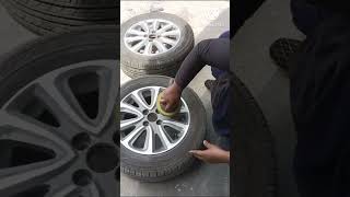 my first vlog\car alloy wheels painting glossy black & calipers red painting. #short.