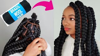 How to do loose braids with Brazil wool. Natural hairstyle/protective style.