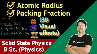 Atomic Radius and Packing Fraction (with 3D visual effects) || Solid State Physics || B.Sc.(Physics)