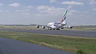 Emirates Airbus A380 A6-EOE (2023 Rugby World Cup special livery) at Dusseldorf, June 2nd, 2023