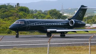 [4K] Gulfstream V & Bombardier Global Express departure from VCBIA Antigua