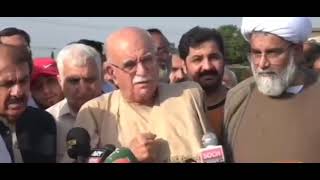 Mahmood Khan Achakzai talking to media after Islamabad Jalsa Cancellation