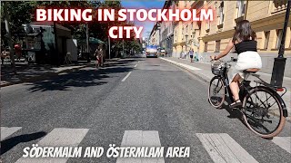 Biking in Stockholm City Sweden, Södermalm, Norrmalm and Östermalm. Great bike lines in the city