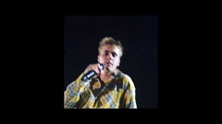 Justin Bieber reacting to fan's "Thank you" at Purpose Tour in Arnhem, Netherlands - October 9, 2016