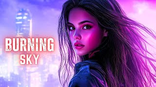 Burning Sky 🌌 Focus Beats Lounge | Synthwave, Cyberpunk & Techno Mix (Soothing Female Voice)