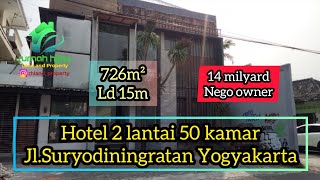 Dijual Hotel 2 lantai 50 kamar SHM Ready di Jl.Suryodiningratan Mantrijeron Yogyakarta