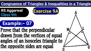 Prove that the perpendicular drawn from the vertices of equal angles | Rs Aggarwal Class 9 Ex 9A Ex7