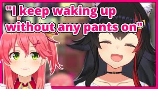 Miko keeps waking up without any pants on.【Hololive / ENG SUB】