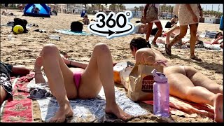 VR 360° Beach Walking | Cabanyal Beach | Virtual 3D Walking Tour | 06 08 2024 | 5.7K 60 FPS