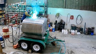 Welding on a fuel tank