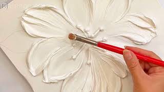 How to create flower with texture and crystal  on canvas |FLOWER ART