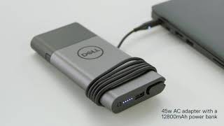 With the 2 in 1 design of Dell Hybrid Adapter + Power Bank.