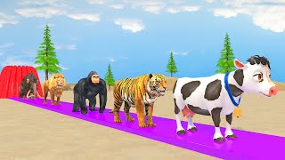 Paint & Animals Mammoth,Gorilla,Lion,Duck,Cow,Panda Fountain Crossing Transformation Animal Cartoon