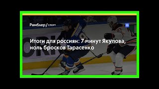 Итоги для россиян: 7 минут якупова, ноль бросков тарасенко