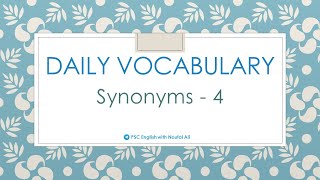 Daily Vocabulary | Synonyms - 4 | Noufal Ali