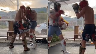 Two masterful strikers, Rafael Fiziev and Petr Yan sparring