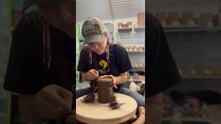 Trimming mugs to put handles on! #music #pottery #giffingrip #ceramics #buylocalart