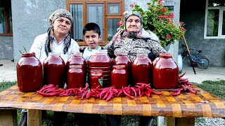 Nənə öz Bostanın Pomidorlardan Tomat Pastası Hazırladı, ASMR food