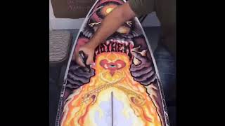 Time lapse of Drew Brophy surfboard painting