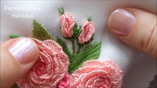 МК. Вышивка бутона розы. Два способа. Rose bud embroidery.Two ways.