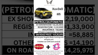 MAHINDRA XUV3X0 AX5 PETROL AUTOMATIC ON ROAD PRICE