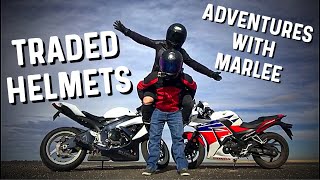 TRADED HELMETS WITH A BIKER GIRL! | Adventures with Marlee