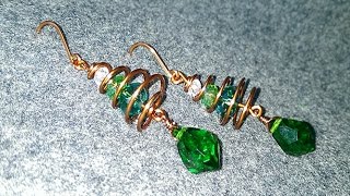 Christmas tree earrings - wire wrap jewelry making 118